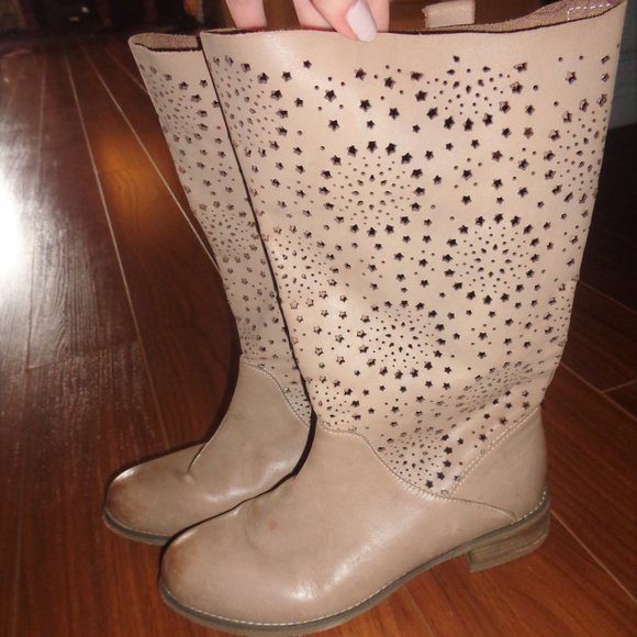 Rud by Rudsak star cut outs tall tan / taupe boots - Picture 4 of 9